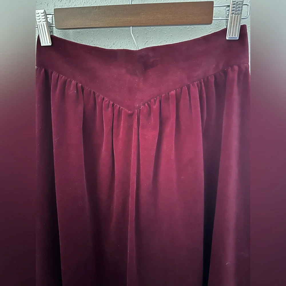 Gunne Sax Jessica McClintock Vintage Skirt Yoke Waist Red Velvet Lace Size 9